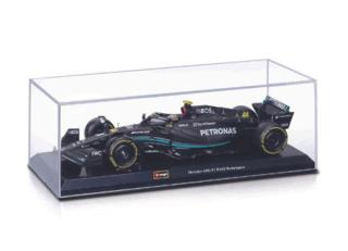 Mercedes AMG W14 E Lewis Hamilton mit Helm F1 2023 in Plexiglasvitrine Burago 1:24